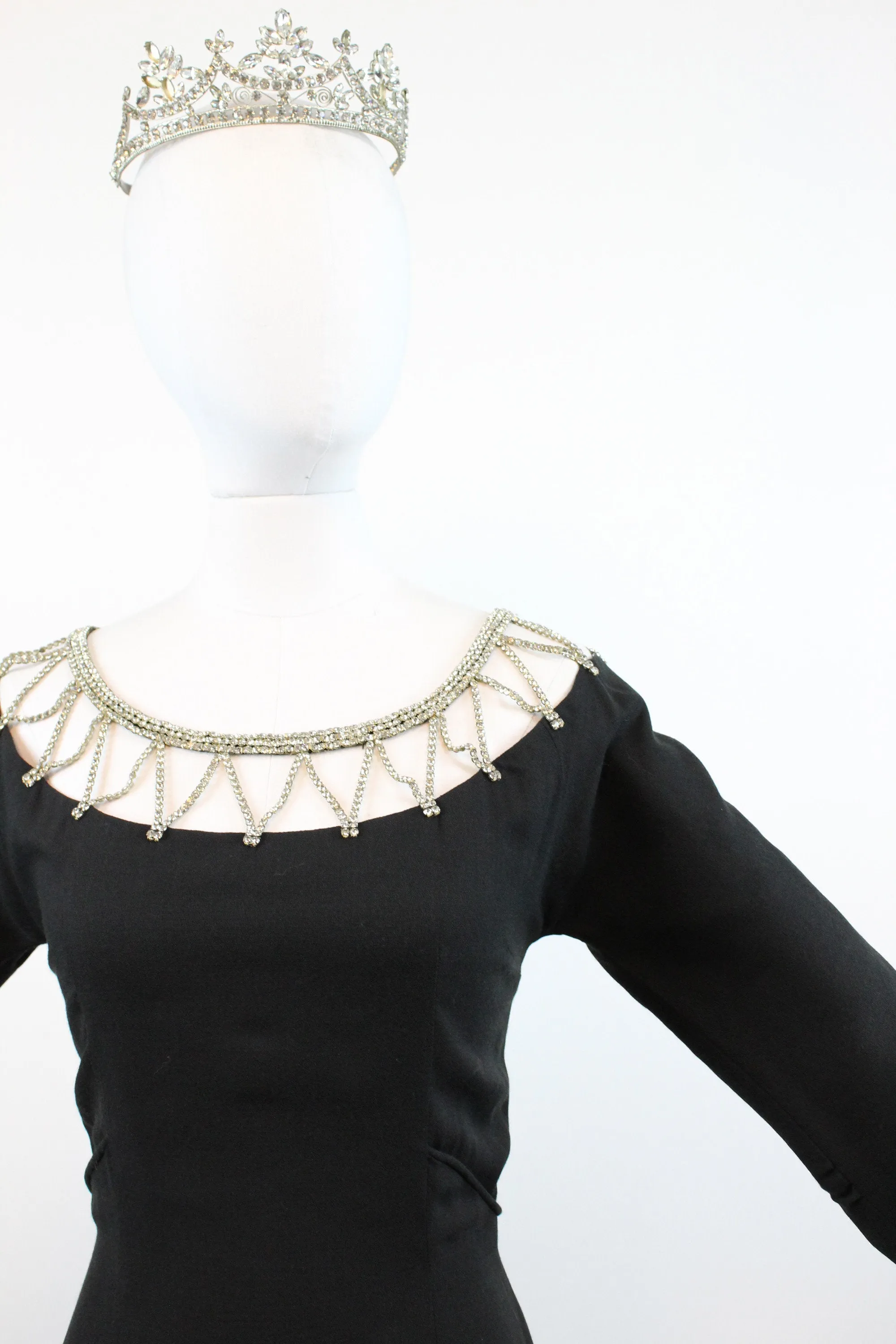 1960s rhinestone necklace dress small | new fall