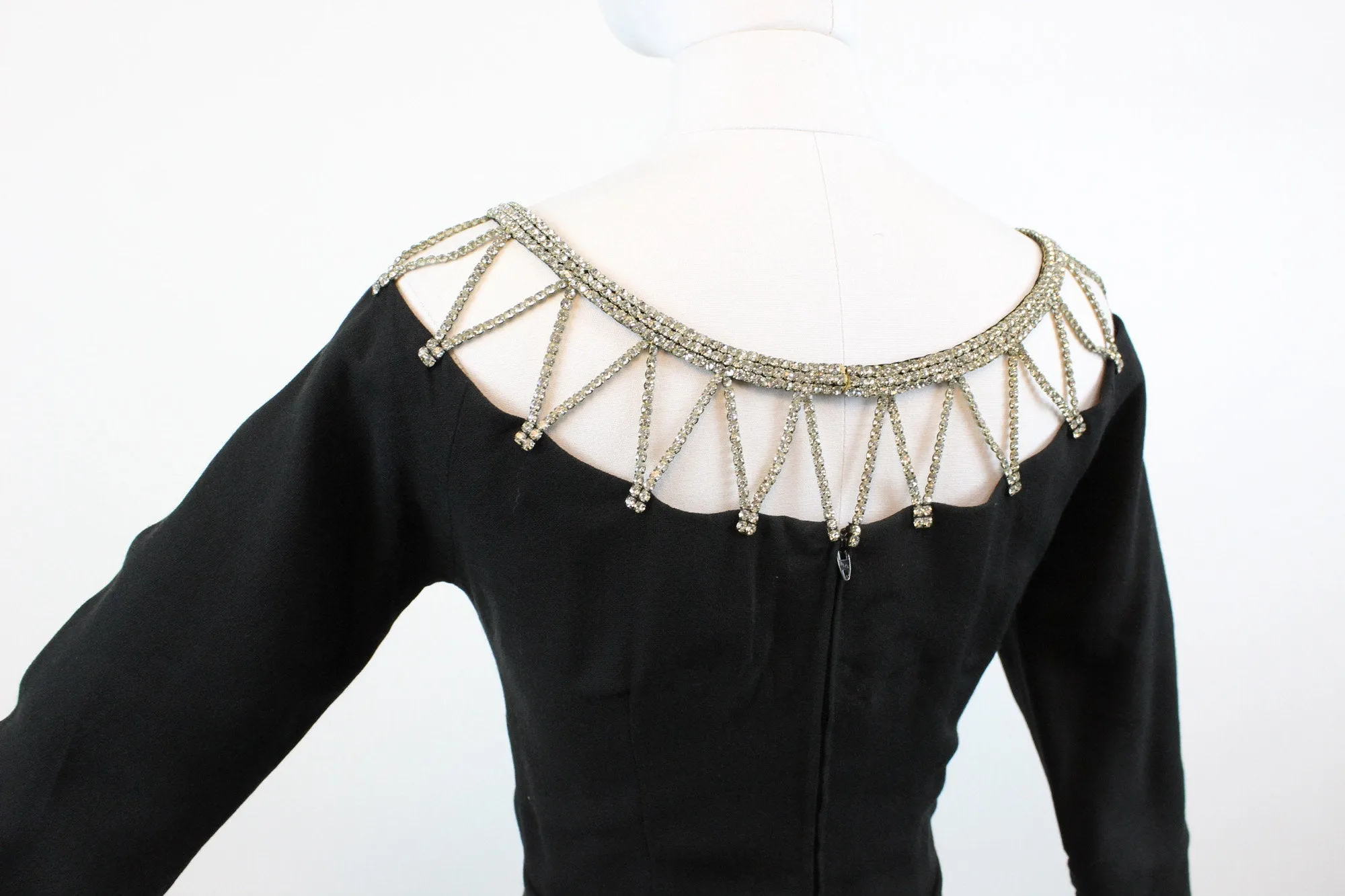 1960s rhinestone necklace dress small | new fall