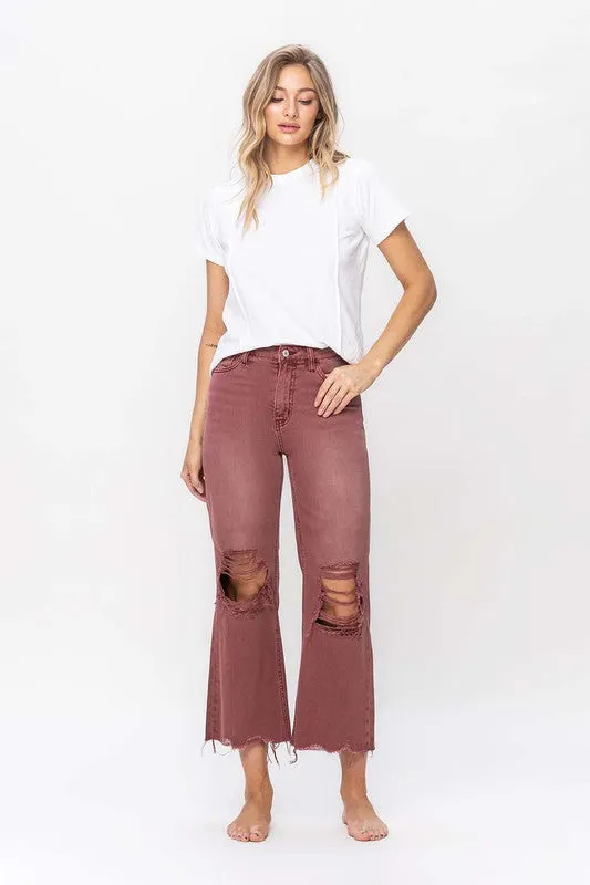 90's Vintage High Rise Crop Flare Jeans