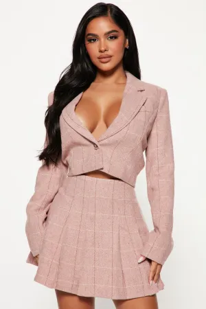 Amy Blazer Skirt Set - Pink