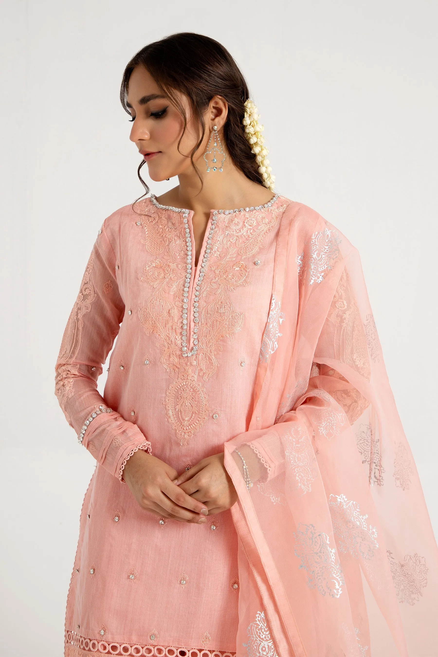 Arif Ashraf - Shaftaloo - Pink - Cotton Silk and Chiffon - 3 Piece