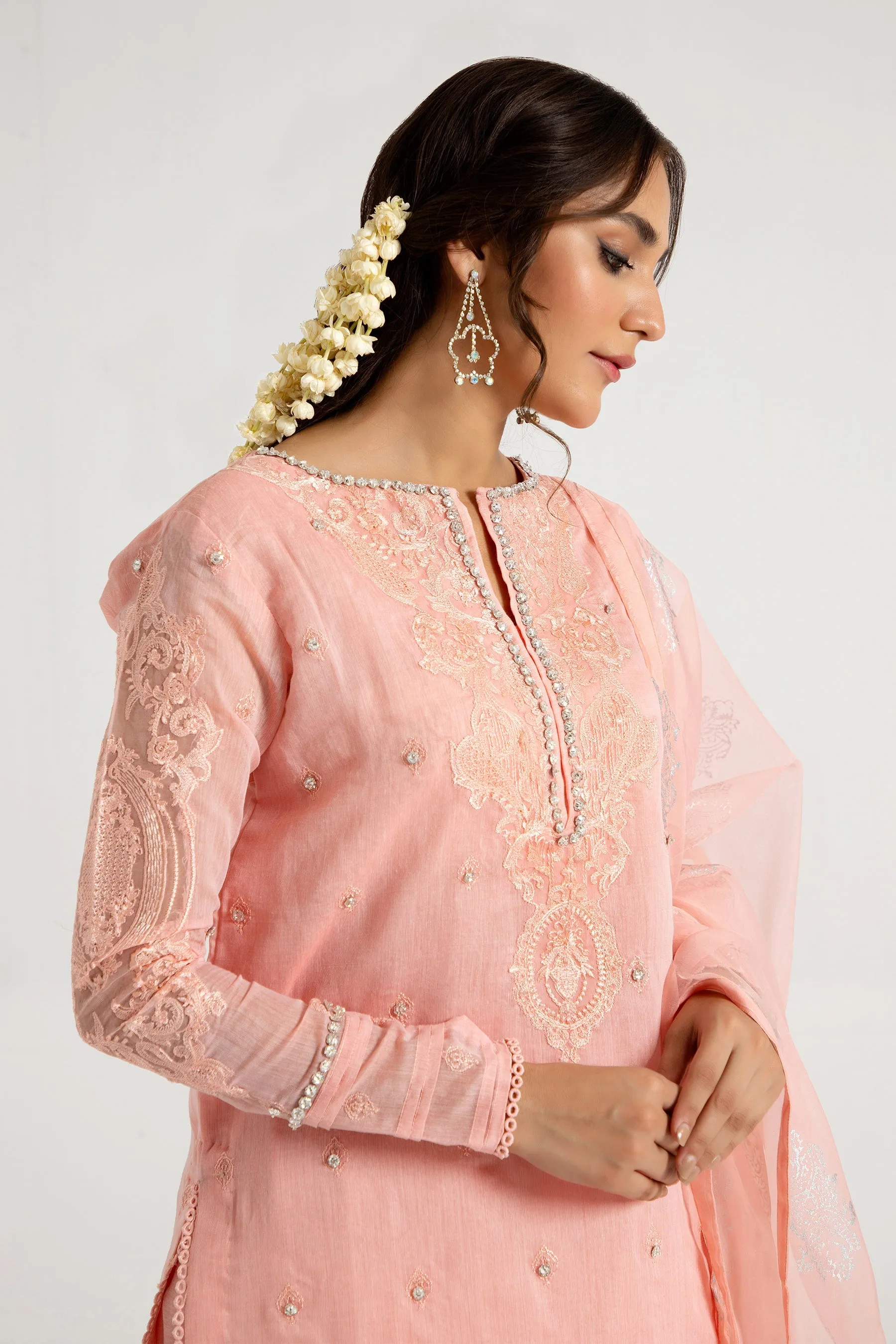 Arif Ashraf - Shaftaloo - Pink - Cotton Silk and Chiffon - 3 Piece