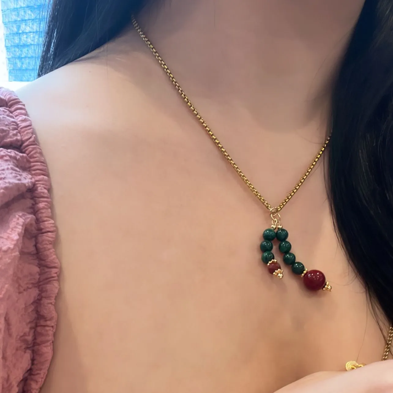 Baby Cherry Malachite Pendant