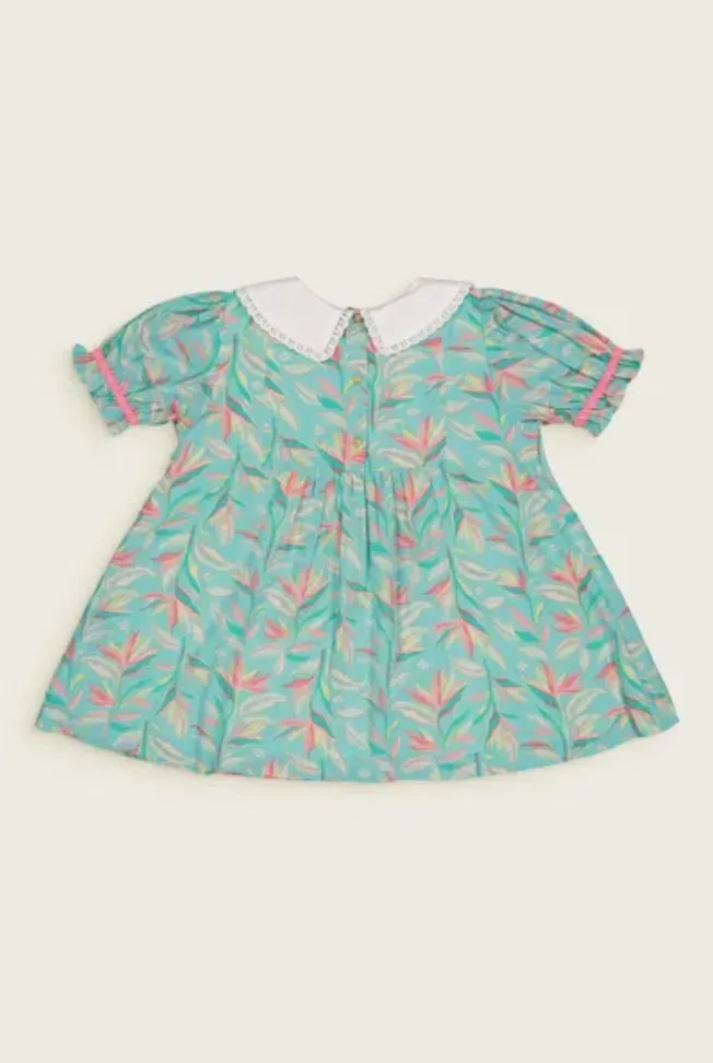 Bachaa Baby Floral Dress with Embroidered Collar