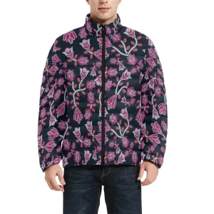 Beaded Pink Men's Stand Collar Padded Jacket