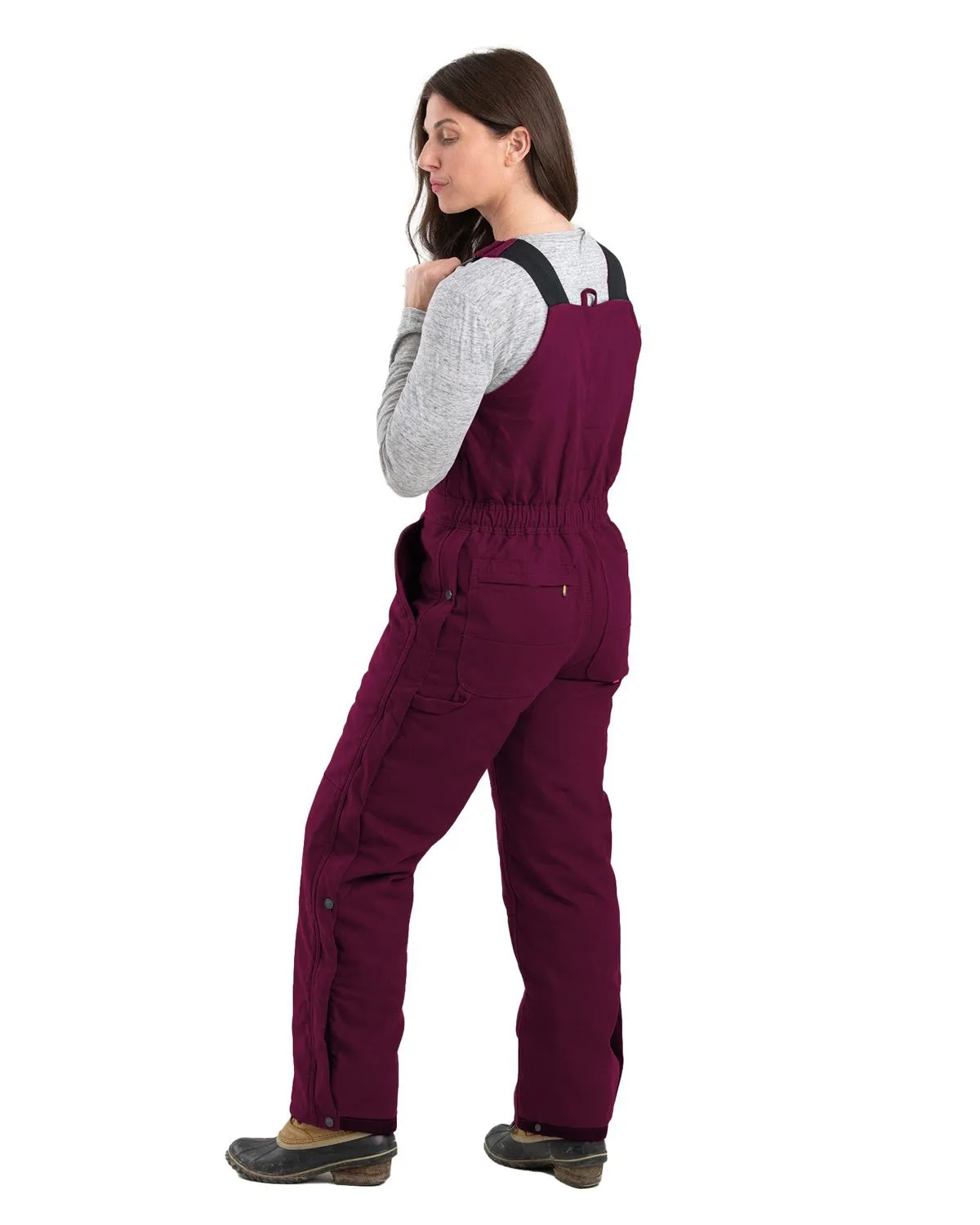 Berne Apparel Womens Softstone Duck Insulated Plum 100% Cotton Bib Overall