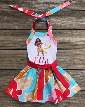 Birthday Personalized Moana Floral Dress