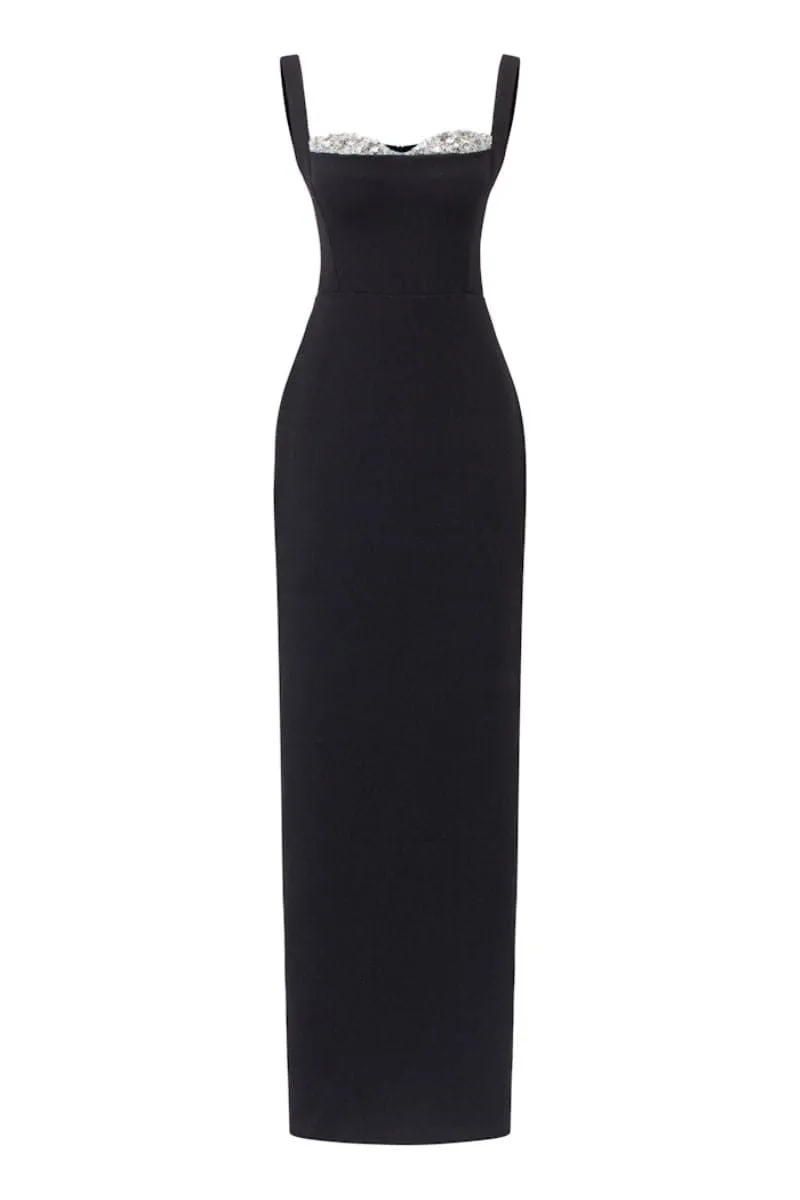 BLACK JENSEN CRYSTAL BODYCON DRESS