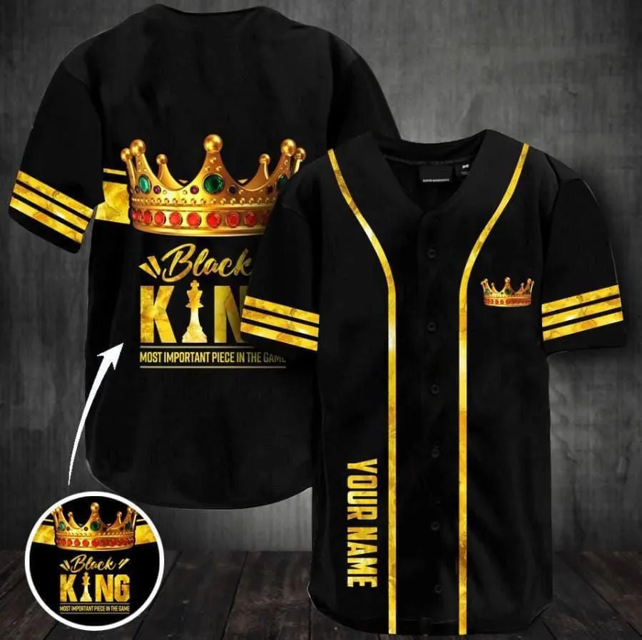 Black King Pride Most Important Piece In The Game Personalized Baseball Jersey