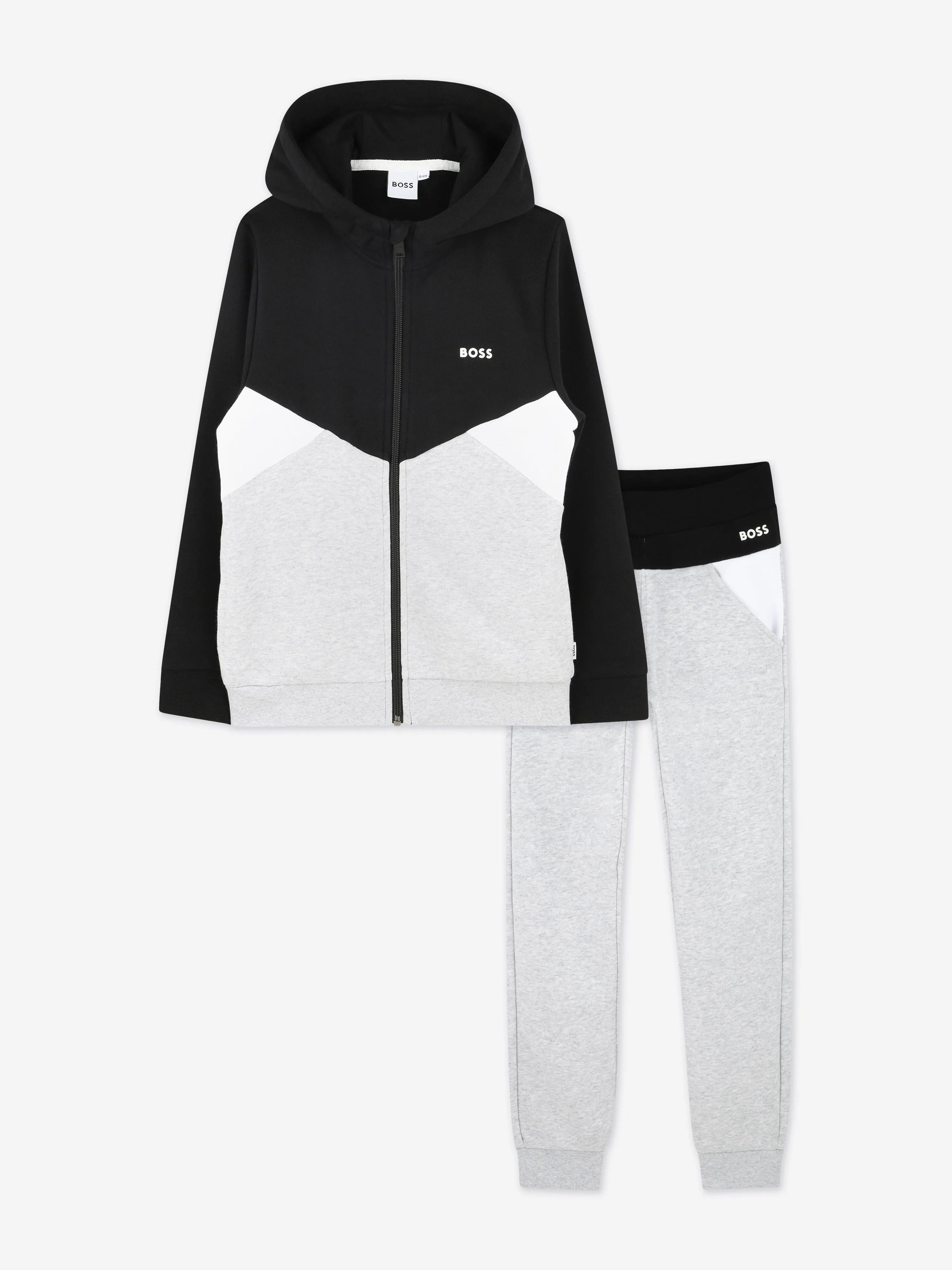 BOSS Boys Colourblock Tracksuit in Grey