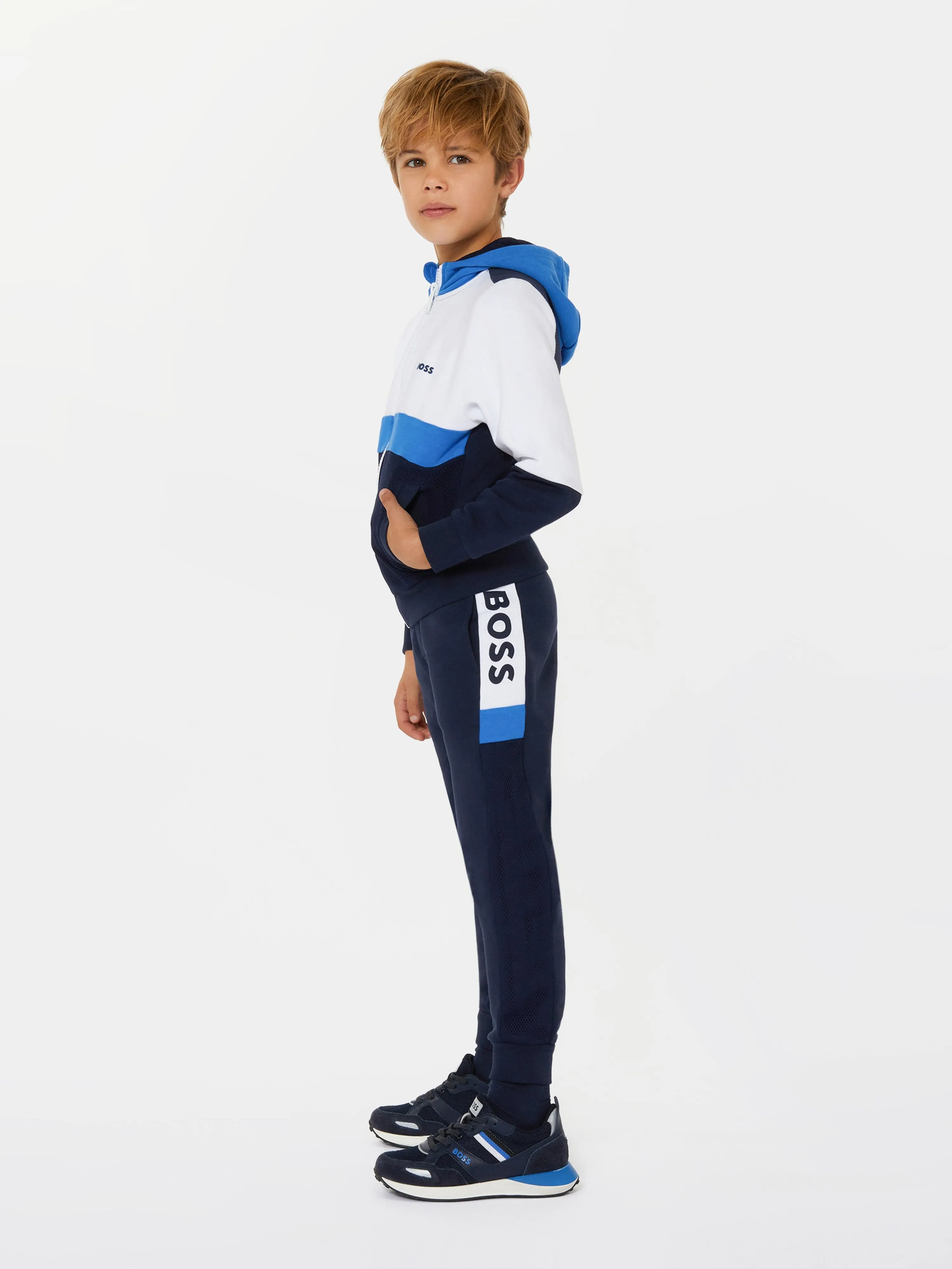 BOSS Boys Logo Tracksuit in Navy