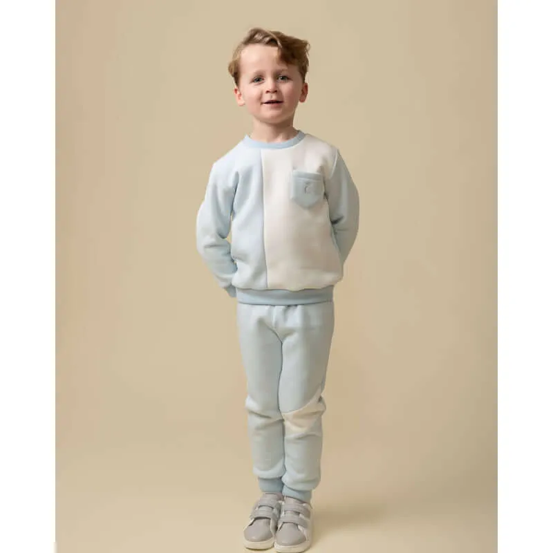 Boys Sky Crew Neck Contrast Tracksuit