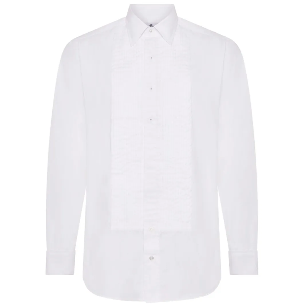 Budd x Kirby Allison Hand Pleated Poplin Dress Shirt in White