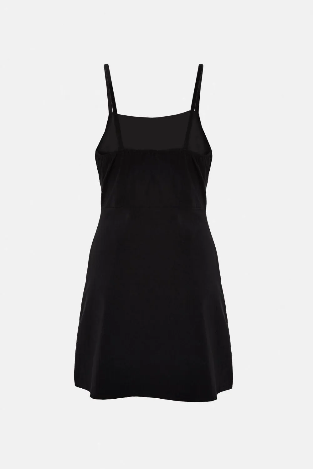 Button Front embellished dress In Black