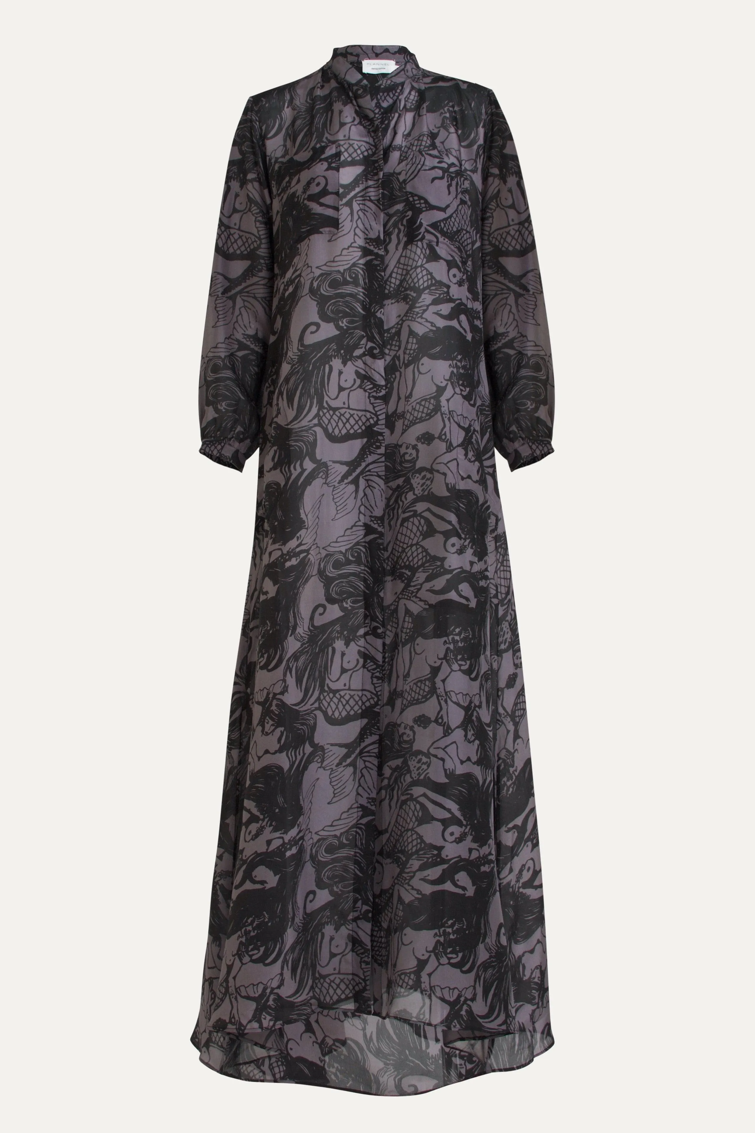 Callista Mermaid Print Silk Shirt Dress