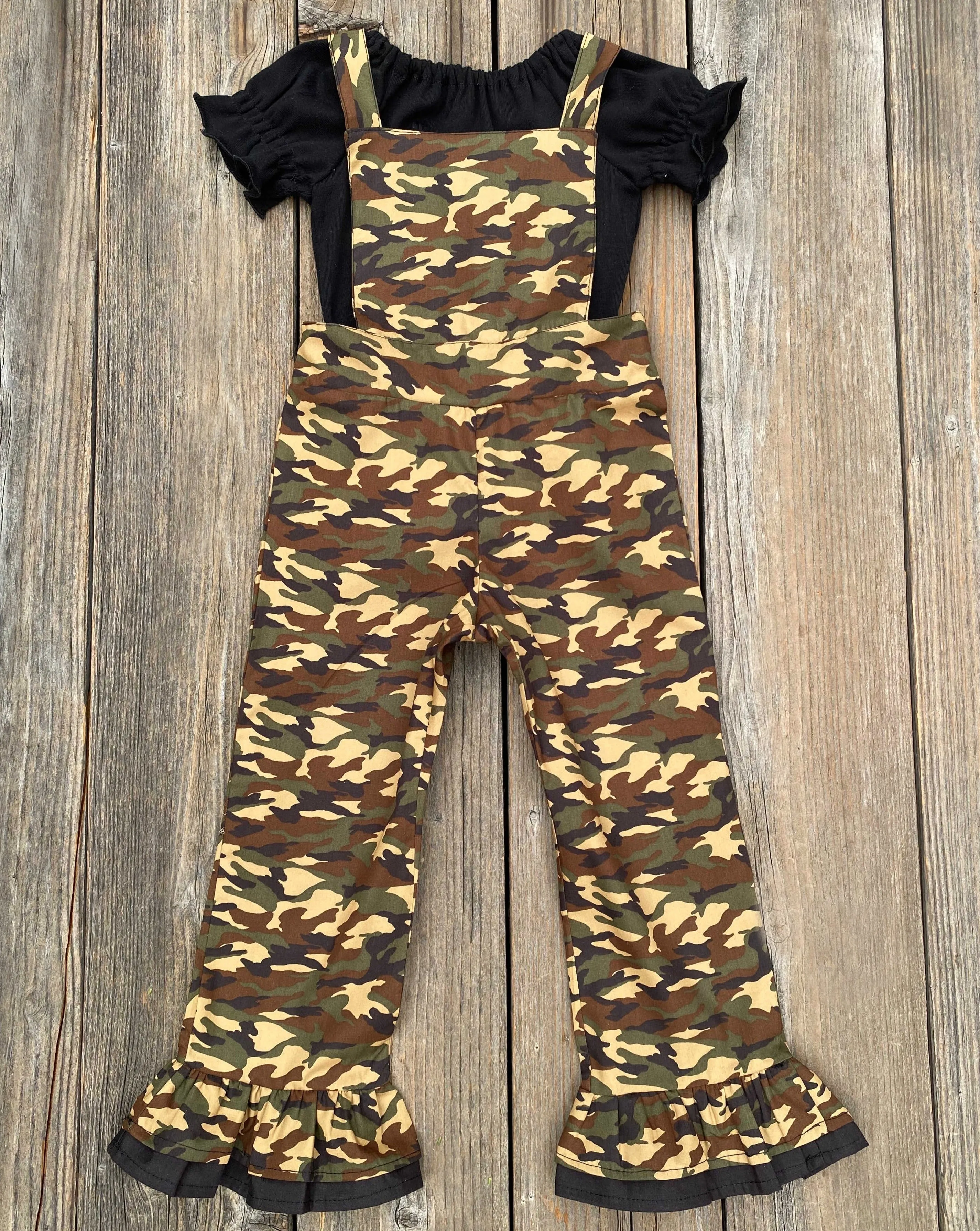 Camouflage Print Overalls & Top