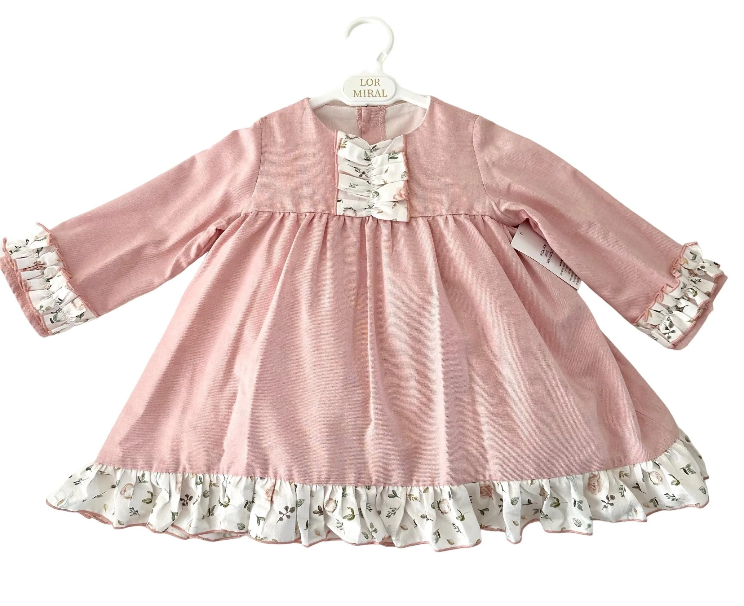 CLEARANCE SALE - Lor Miral AW23 - Baby Girl's Pink Floral Print Dress & Knickers 32016