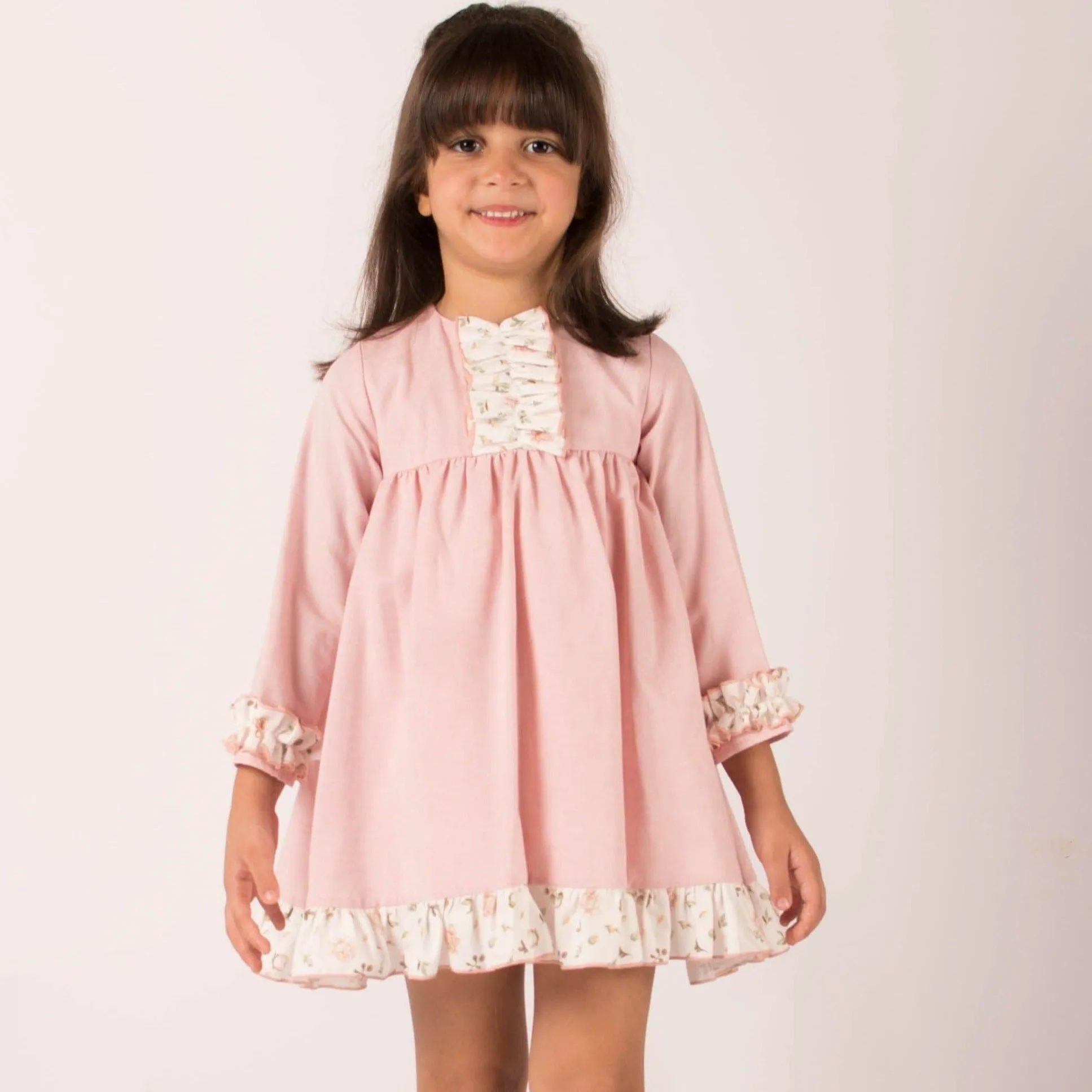 CLEARANCE SALE - Lor Miral AW23 - Baby Girl's Pink Floral Print Dress & Knickers 32016