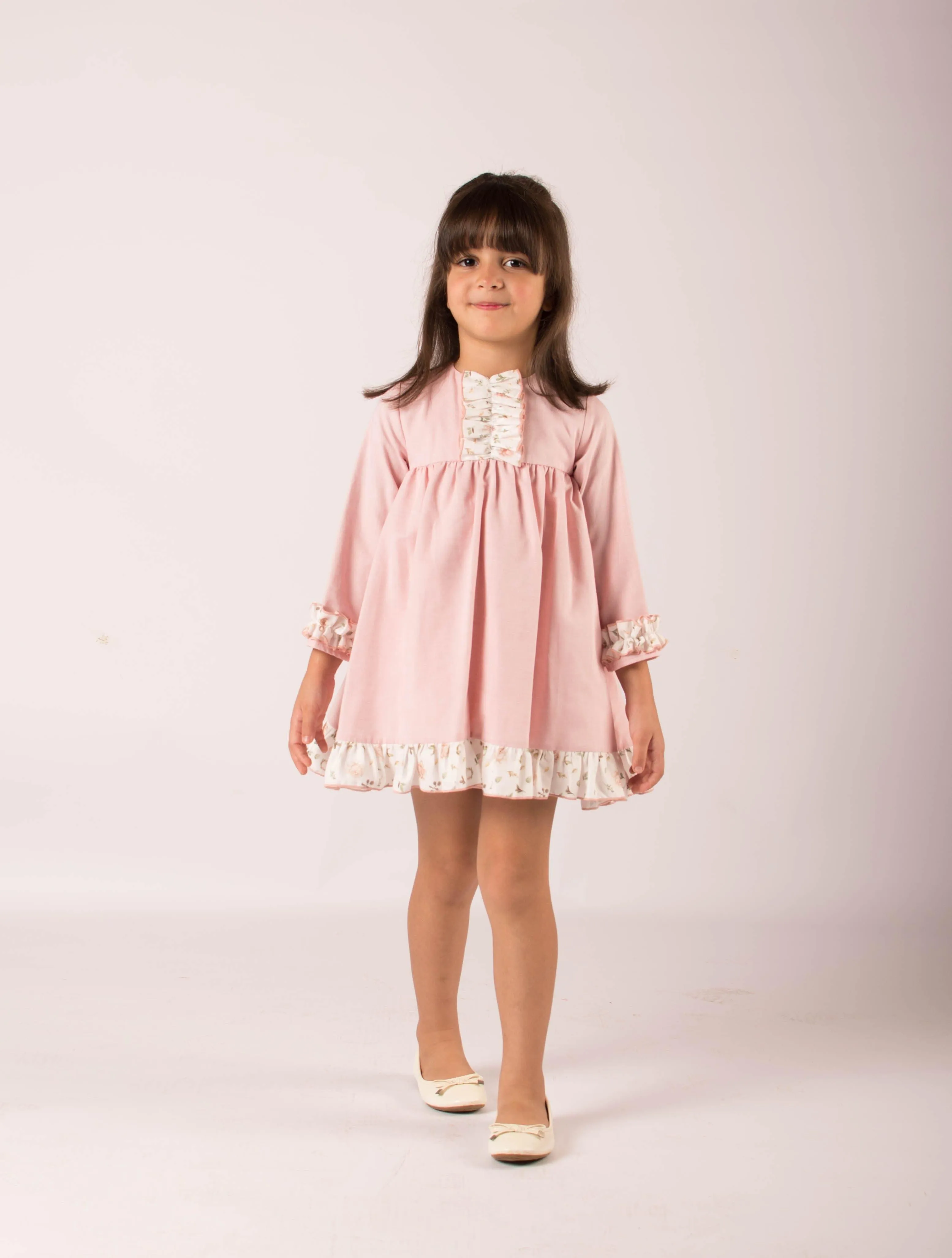 CLEARANCE SALE - Lor Miral AW23 - Baby Girl's Pink Floral Print Dress & Knickers 32016