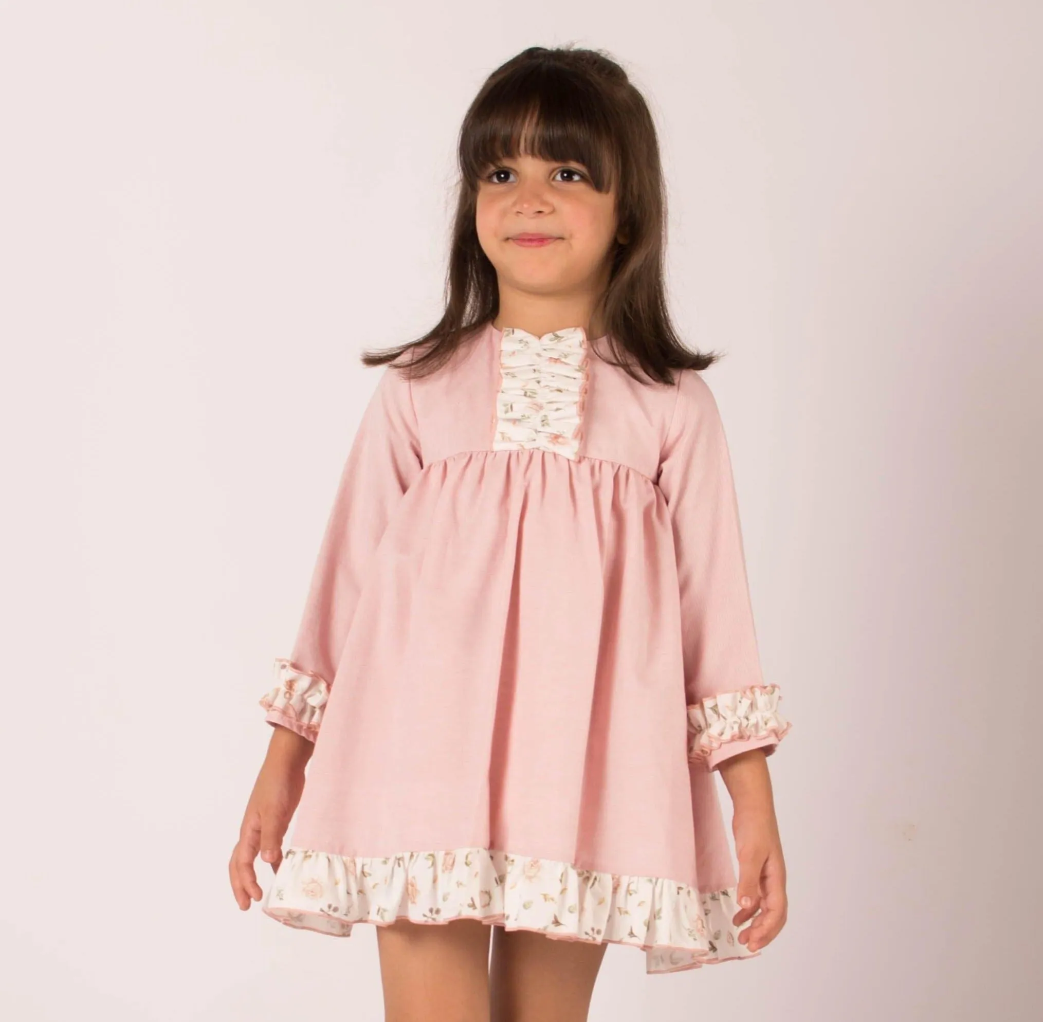 CLEARANCE SALE - Lor Miral AW23 - Baby Girl's Pink Floral Print Dress & Knickers 32016