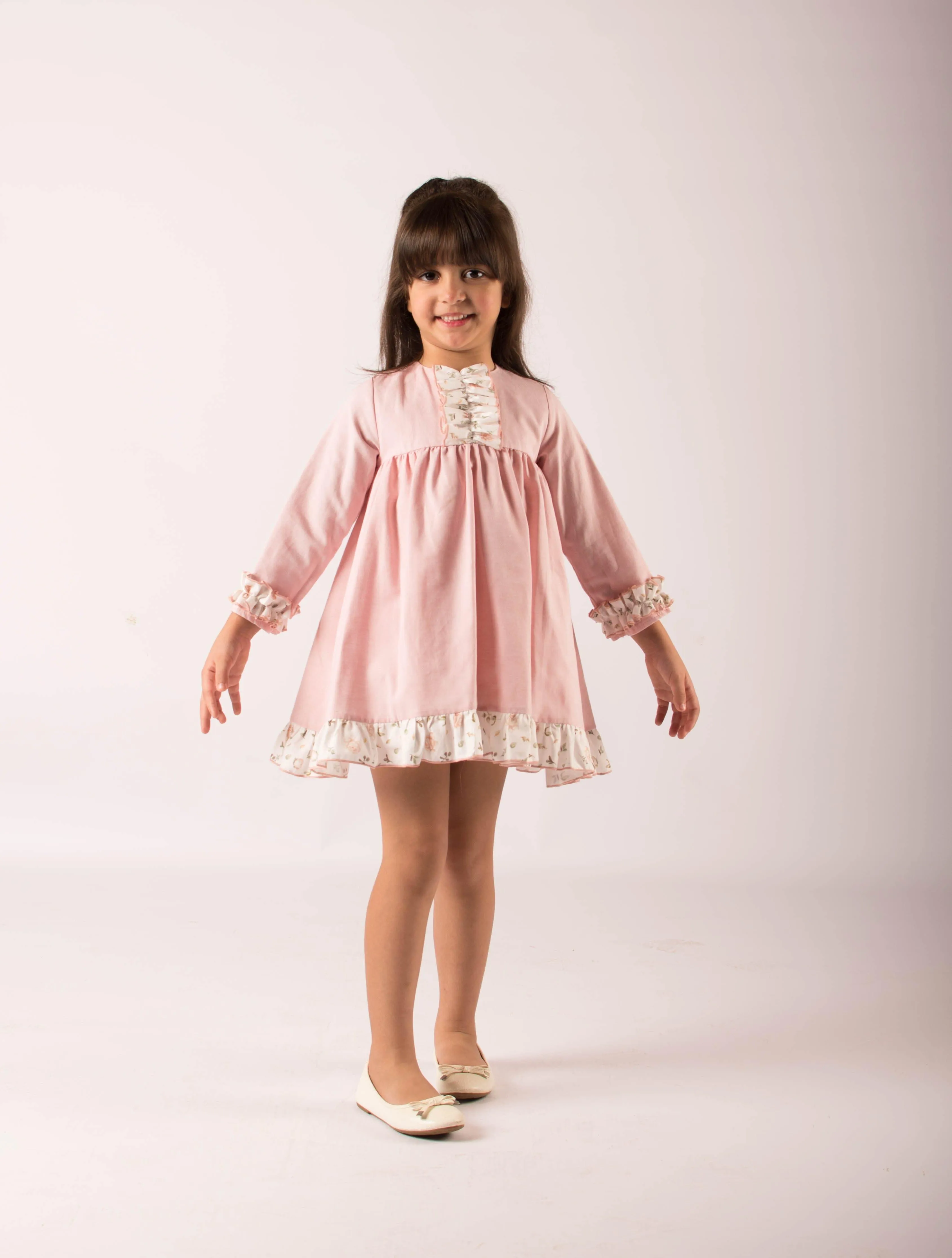 CLEARANCE SALE - Lor Miral AW23 - Baby Girl's Pink Floral Print Dress & Knickers 32016