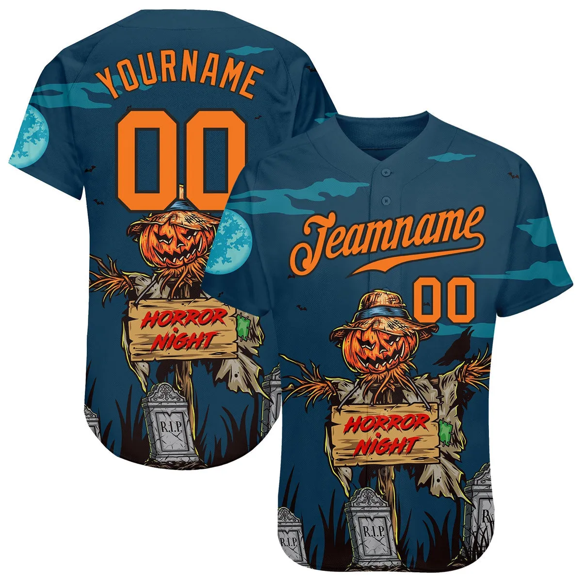 Coolspod Custom 3D Pattern Halloween Pumpkins Horror Night Baseball Jersey, Gift for Friend, Family