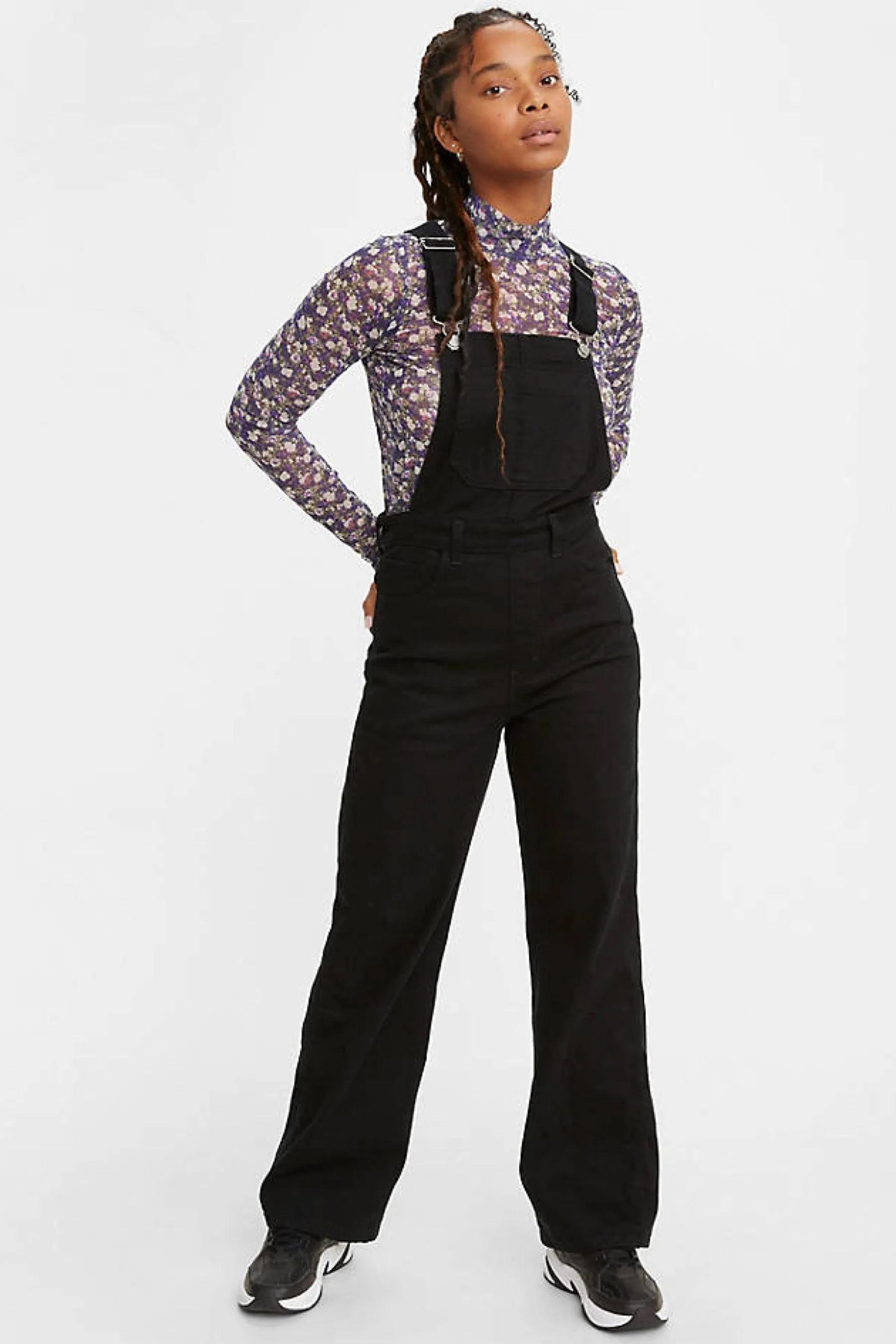 Cozy Black High Loose Overalls