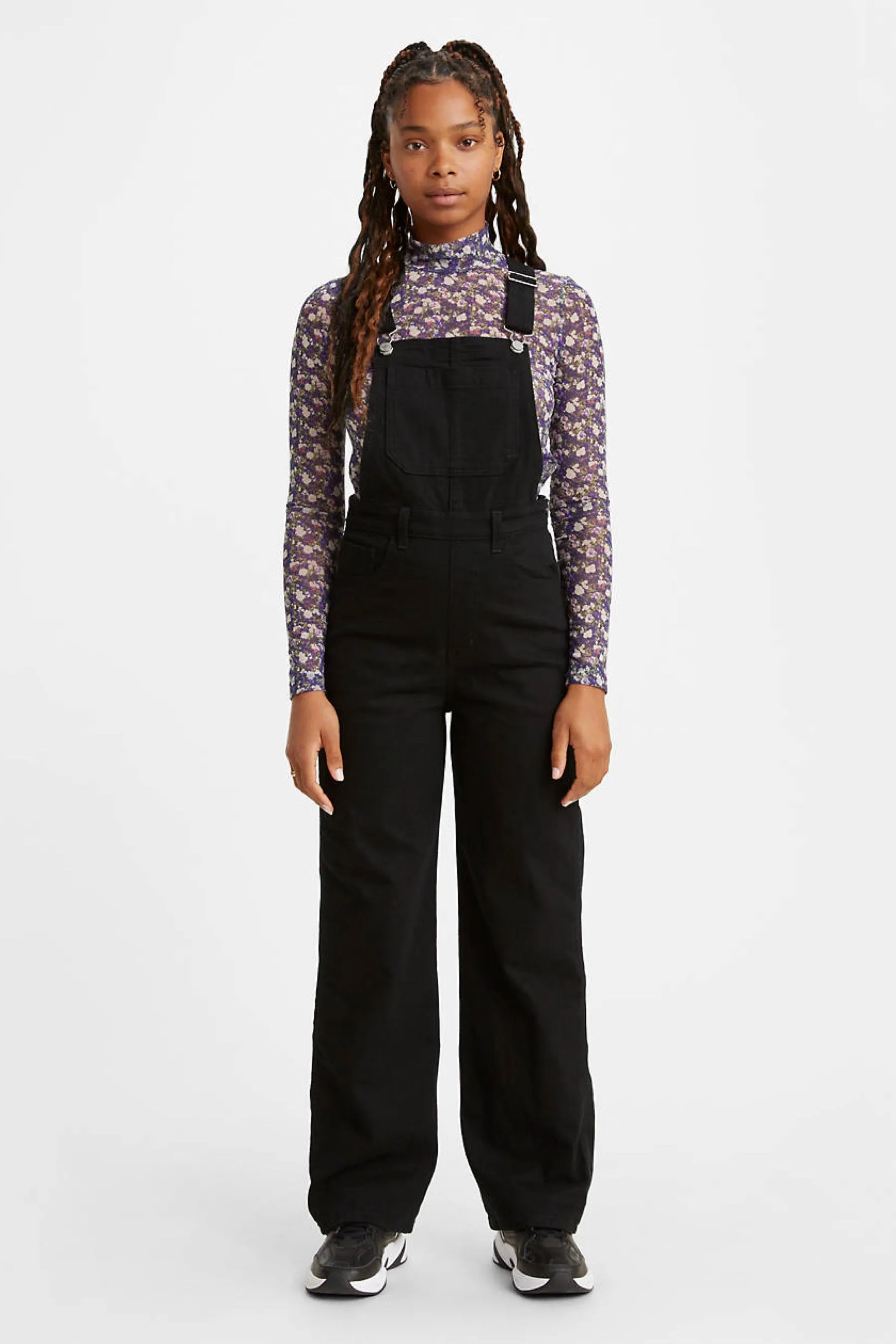 Cozy Black High Loose Overalls