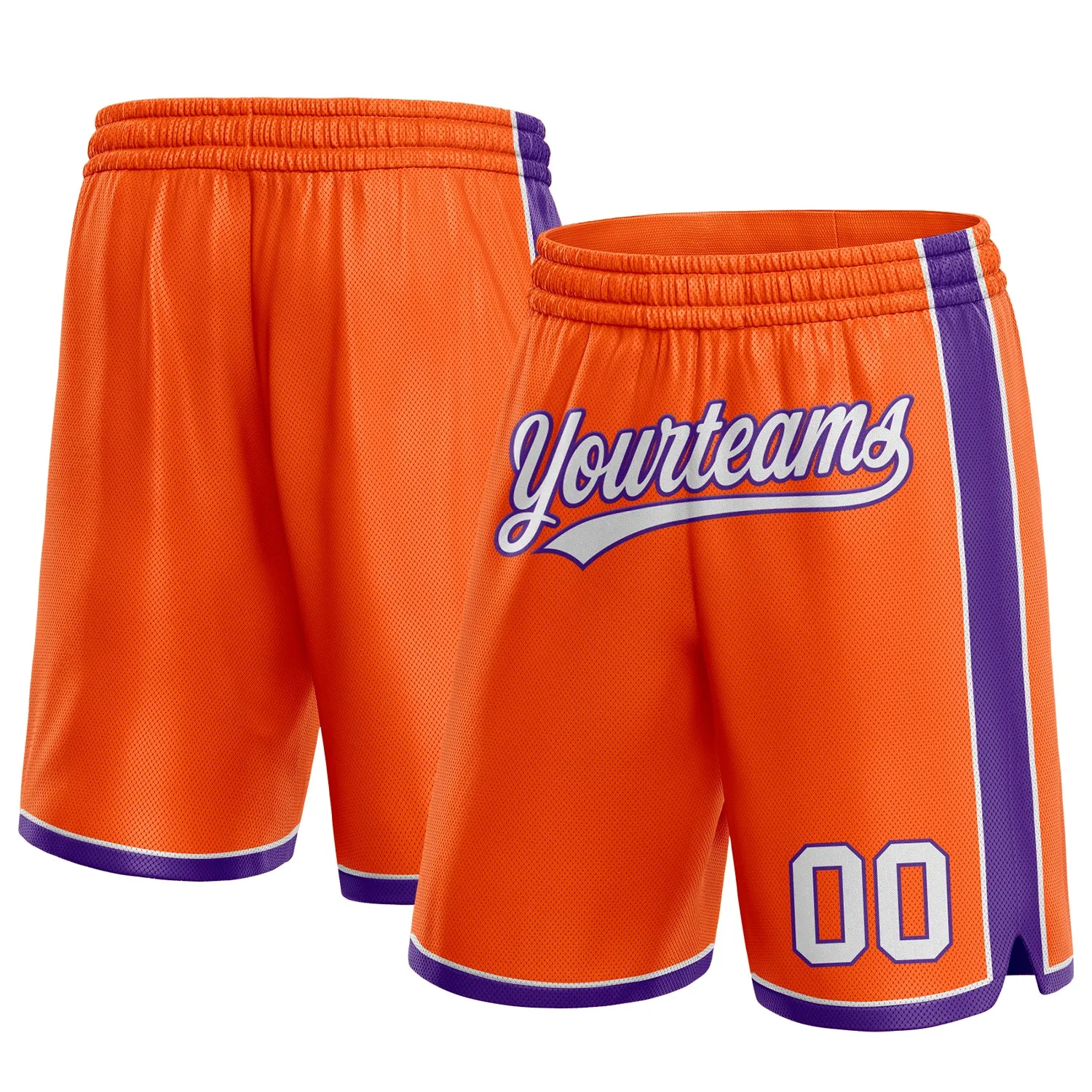 Custom Orange White-Purple Authentic Basketball Shorts