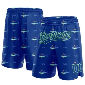 Custom Royal Pea Green 3D Pattern Fish Authentic Basketball Shorts