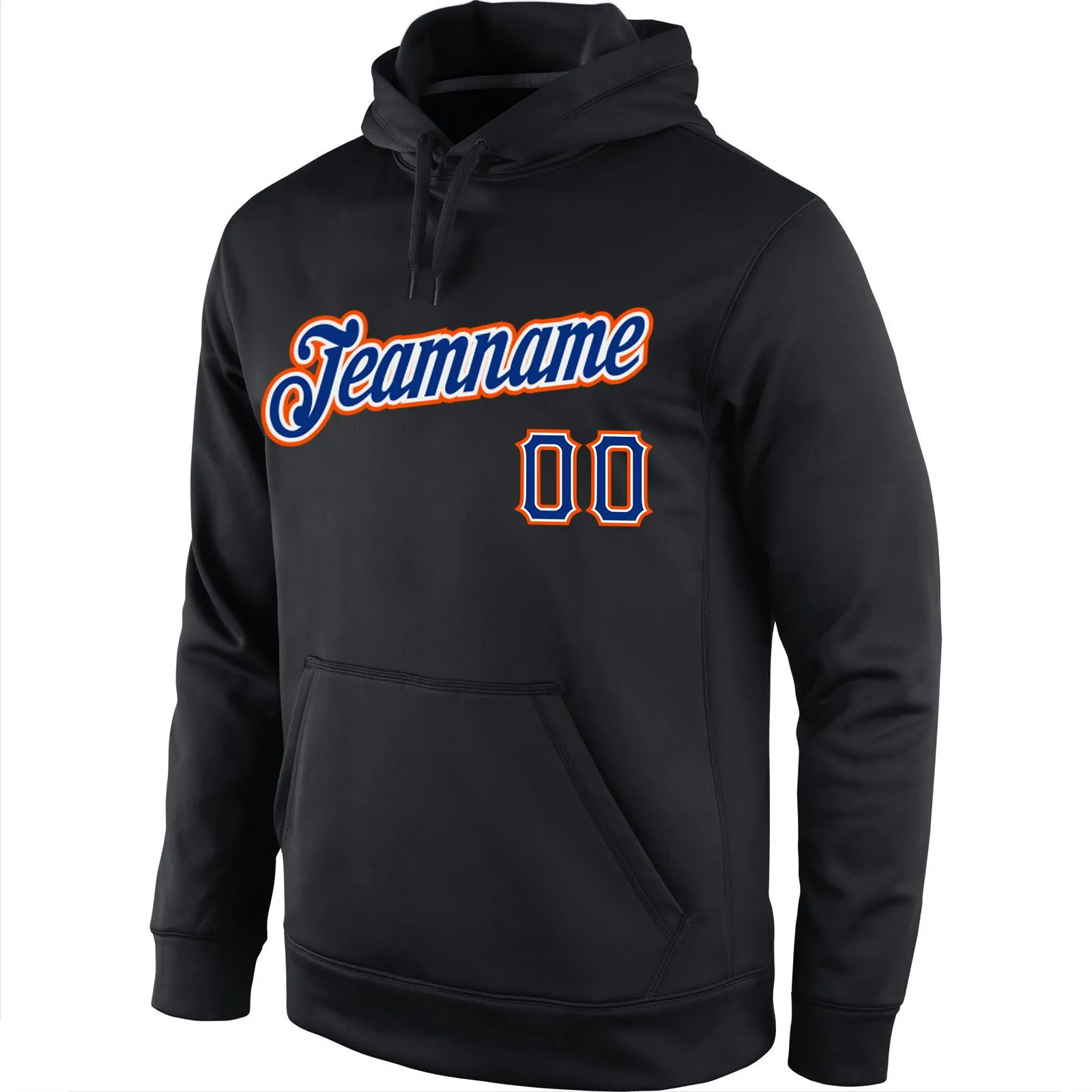 Custom Stitched Black Royal-Orange Sports Pullover Sweatshirt Hoodie