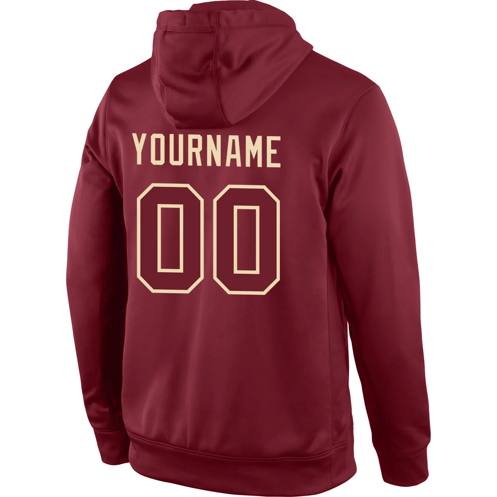 Custom Stitched Burgundy Burgundy-Cream Sports Pullover Sweatshirt Hoodie