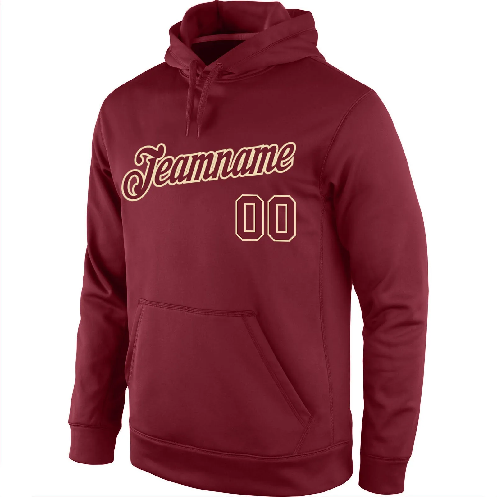 Custom Stitched Burgundy Burgundy-Cream Sports Pullover Sweatshirt Hoodie