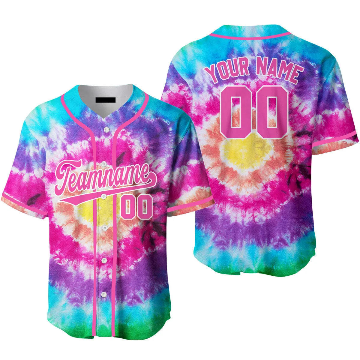 Custom Tie Dye Pink White Custom Baseball Jerseys For Men & Women