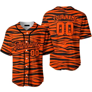 Custom Tiger Skin Orange Black, Custom Baseball Jerseys, Idea Gift for Men & Women