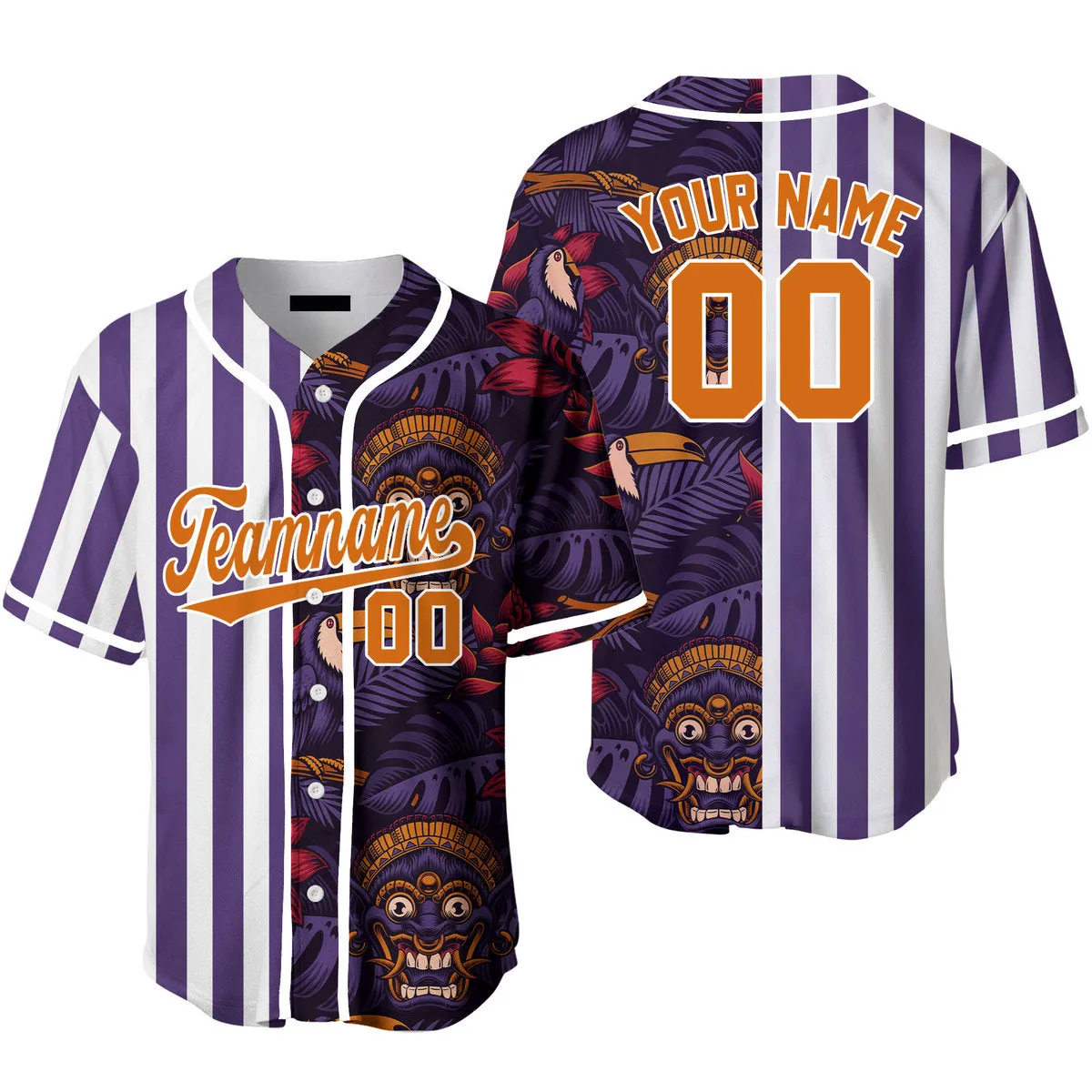 Custom Tropical Dark Purple White-Red Split Fashion Baseball Jerseys For Men & Women