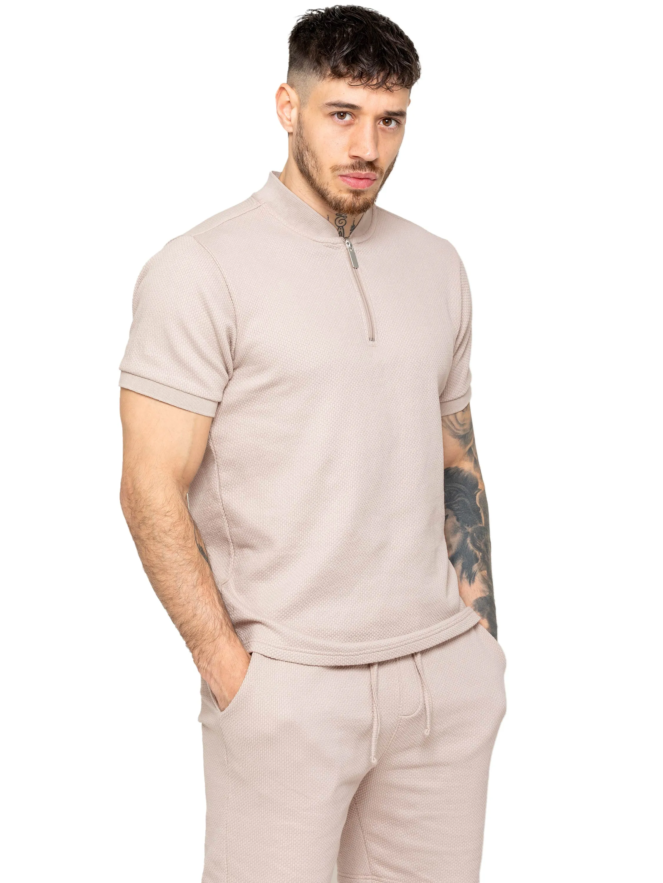 Enzo| Men's Textured T-Shirt Outfit Set