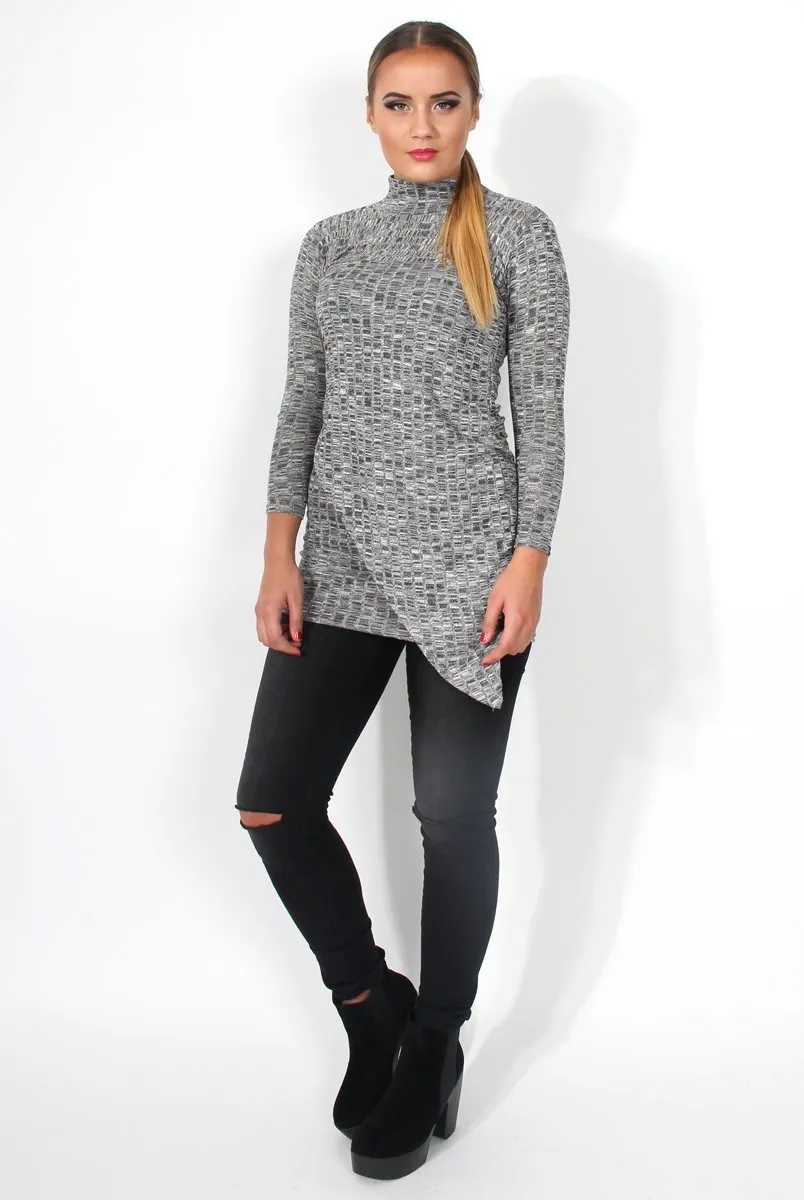 Fabia Grey High Neck Top