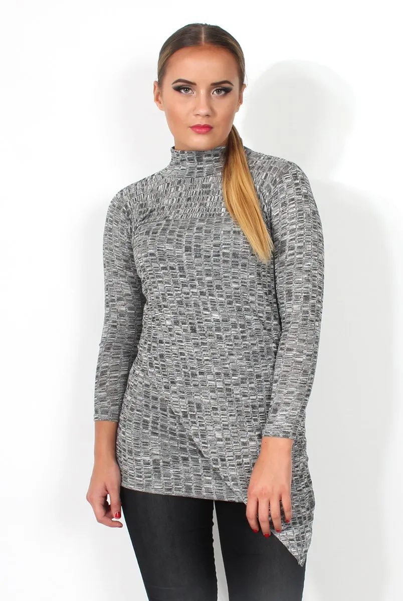 Fabia Grey High Neck Top