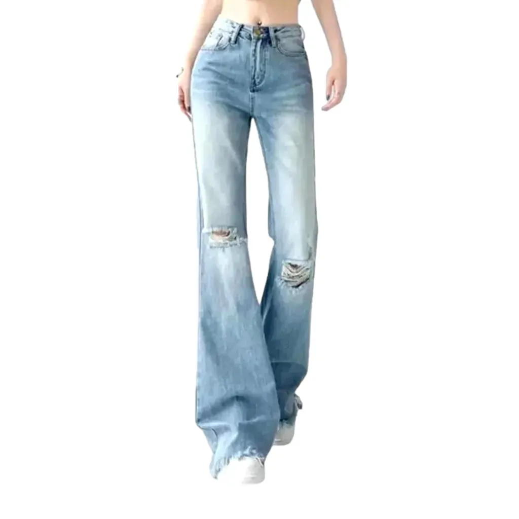 Frayed-hem street jeans
 for women