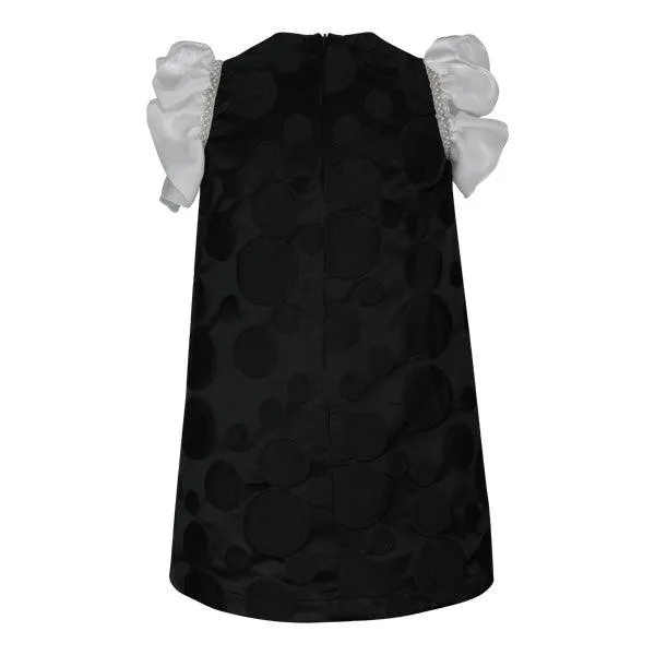 GIRLS BLACK DAMASK DRESS