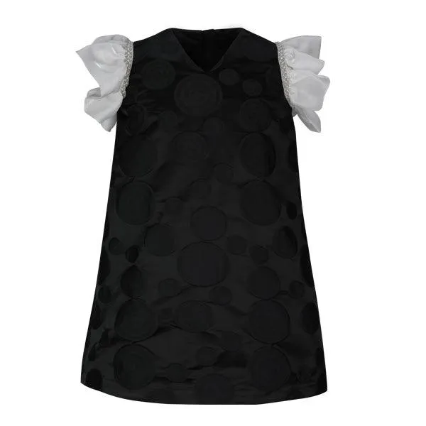 GIRLS BLACK DAMASK DRESS