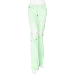 Green Low Rise DG Rhinestone Ripped Jeans