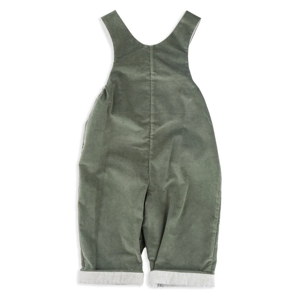 Harrison Sage Green and Check Corduroy Overalls