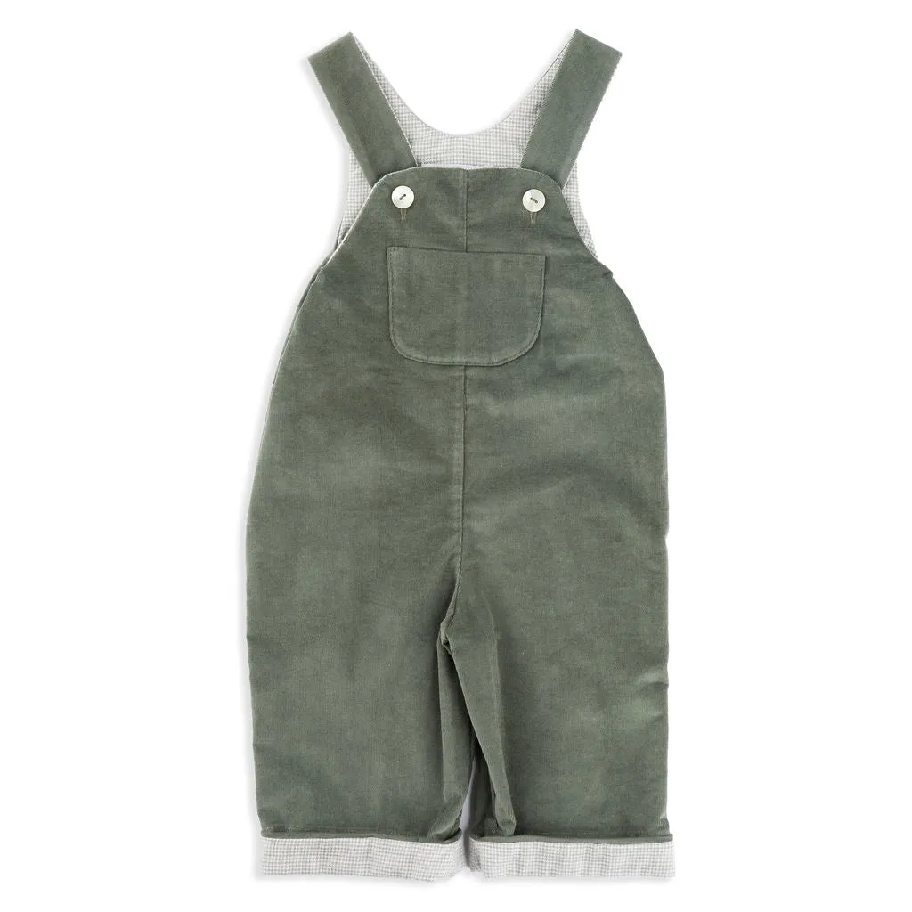 Harrison Sage Green and Check Corduroy Overalls