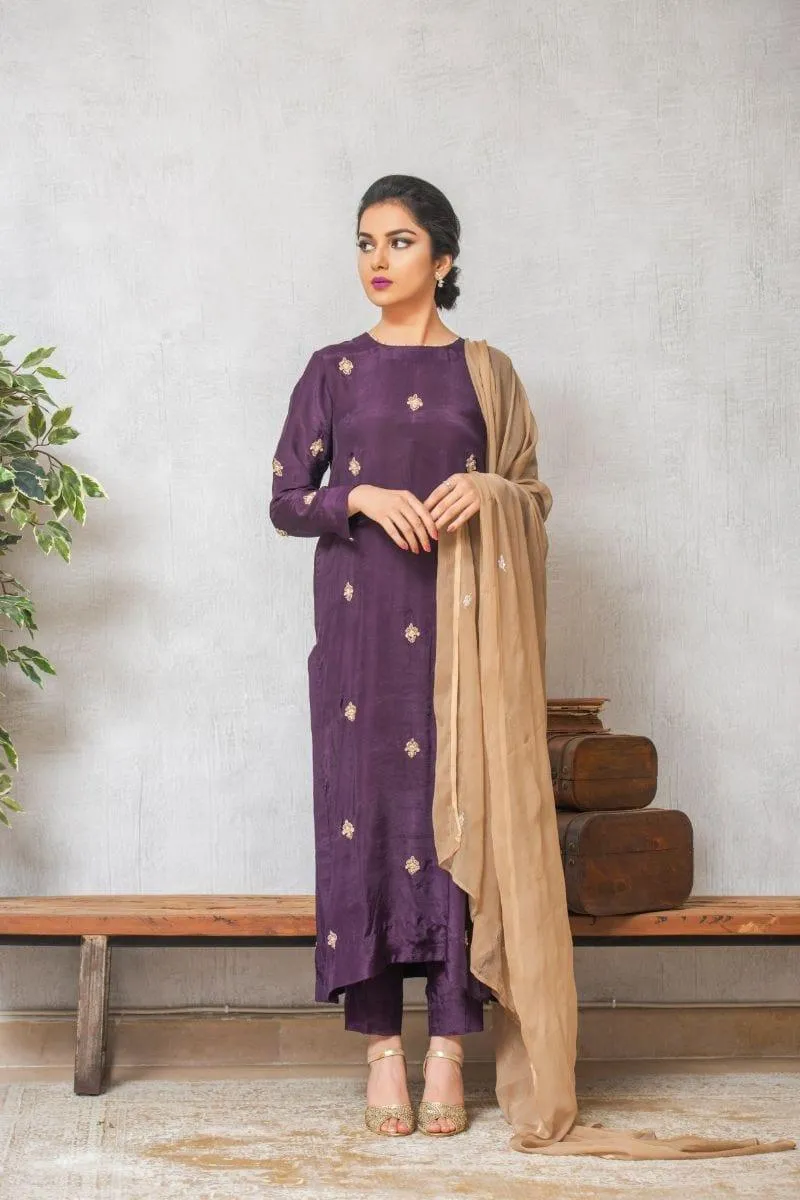 Kuli Jume - Plum Verbena - Purple - Silk - 3 Piece