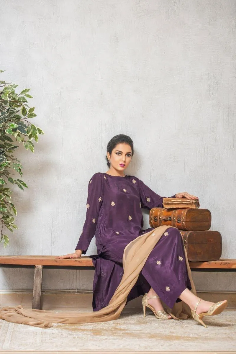 Kuli Jume - Plum Verbena - Purple - Silk - 3 Piece