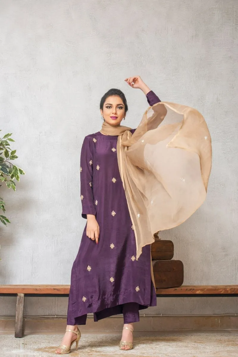 Kuli Jume - Plum Verbena - Purple - Silk - 3 Piece