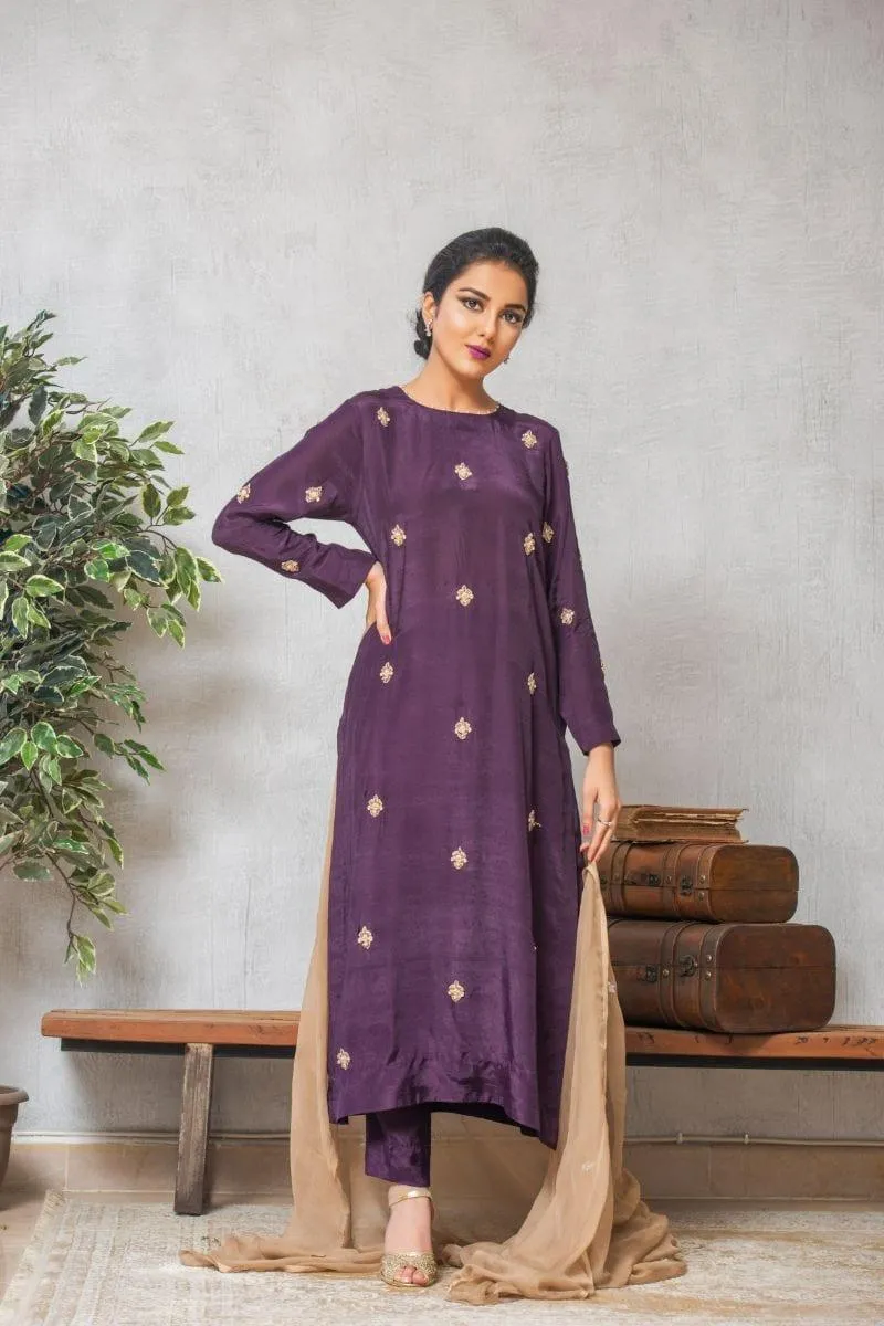 Kuli Jume - Plum Verbena - Purple - Silk - 3 Piece