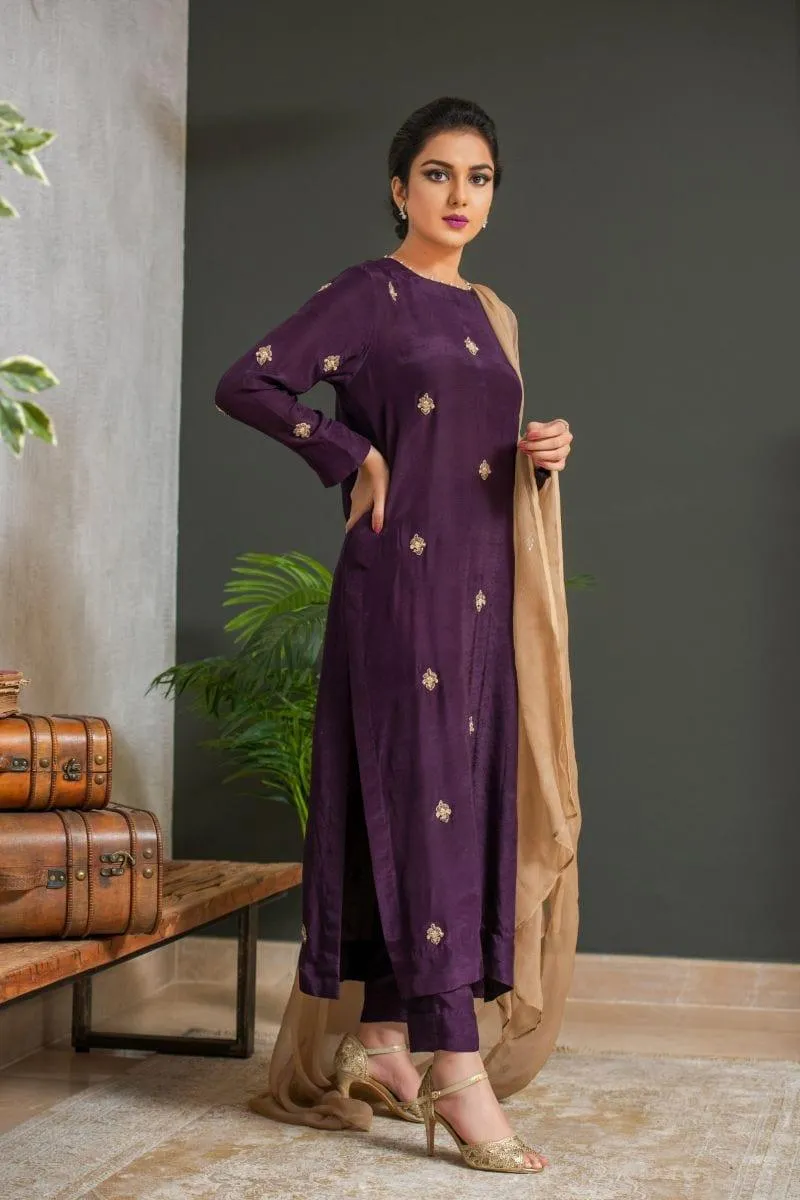 Kuli Jume - Plum Verbena - Purple - Silk - 3 Piece